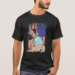USA Flag Bulldog With Tattoo I Love Dad Dog Dad 4T T-Shirt