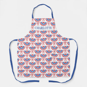 USA Flag Bunting and Bows American Summer Apron