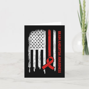 USA Flag Burgundy Ribbon Brain Aneurysm Awareness Card