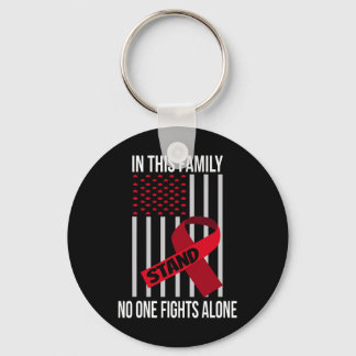 USA Flag Burgundy Ribbon Products Brain Aneurysm A Key Ring