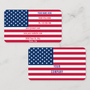 USA Flag Business Card Patriotic Personalised