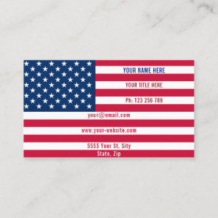 USA Flag Business Card Personalised Your Design