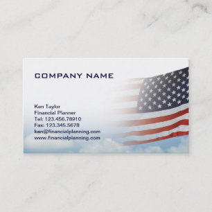 USA Flag Business Card Red White & Blue w/ sky