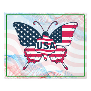 USA Flag Butterfly Patriotic American Pride Design Photo Print