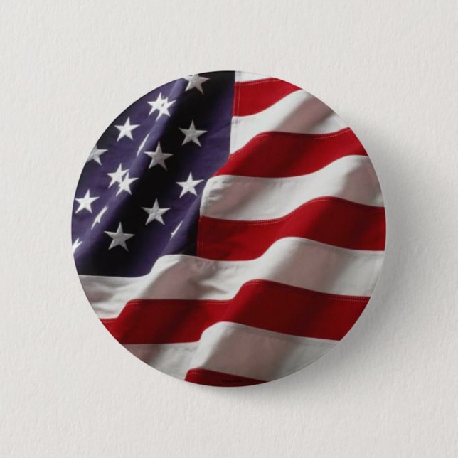 USA Flag -Button- 6 Cm Round Badge (Front)