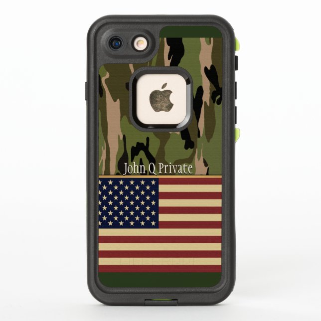 USA Flag Camo Name Template LifeProof iPhone Case (Back)