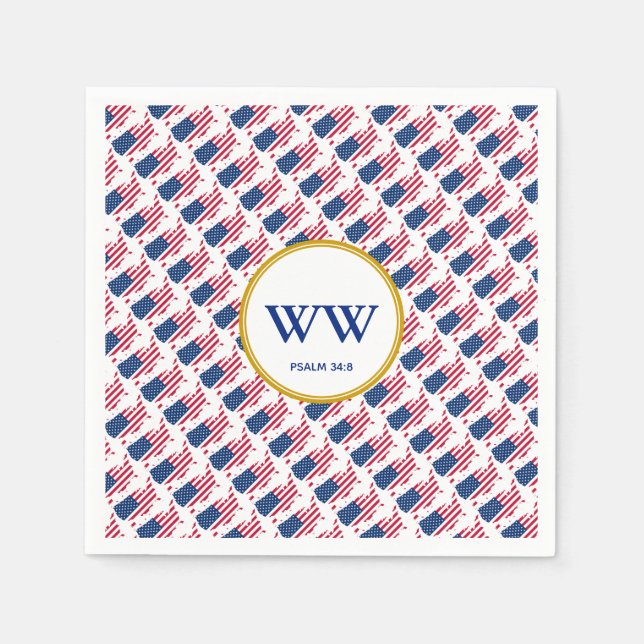 USA Flag Celebration Birthday Heritage Party Napkin (Front)