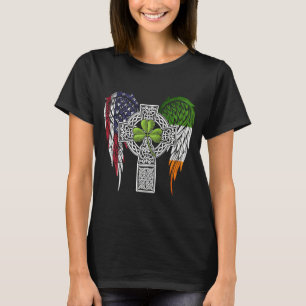 USA Flag Celtic Cross Irish American St Patrick's T-Shirt