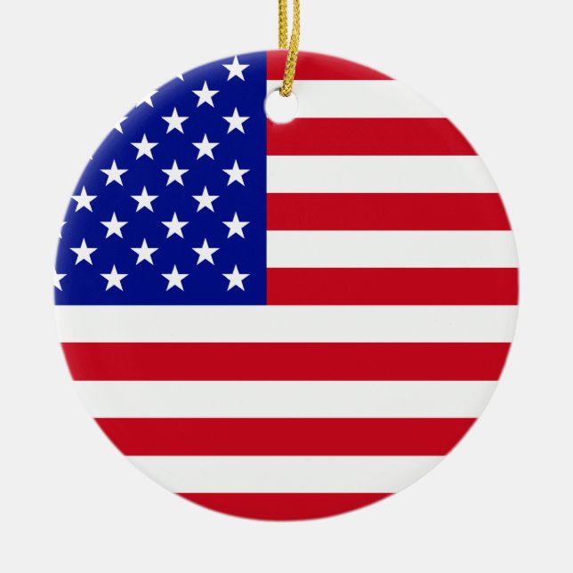 USA Flag Ceramic Tree Decoration (Front)