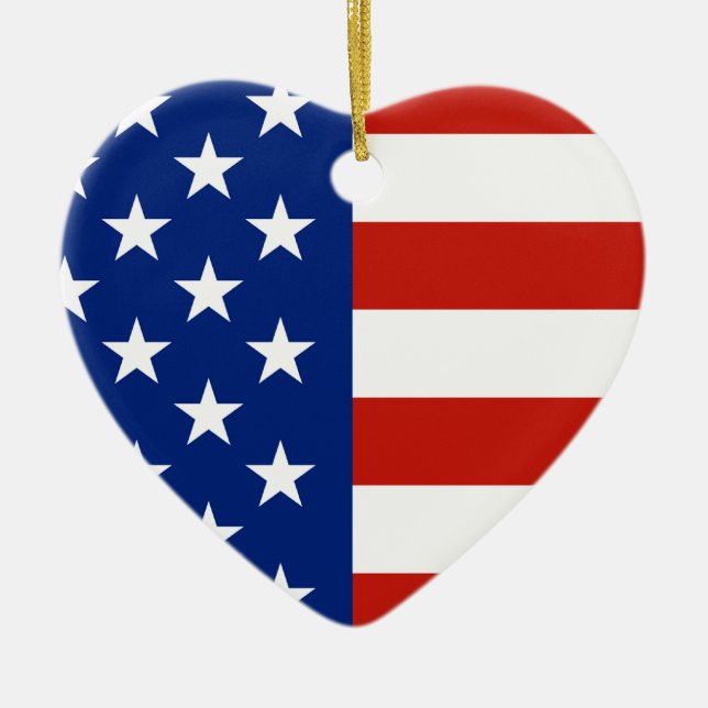 USA flag Ceramic Tree Decoration (Front)