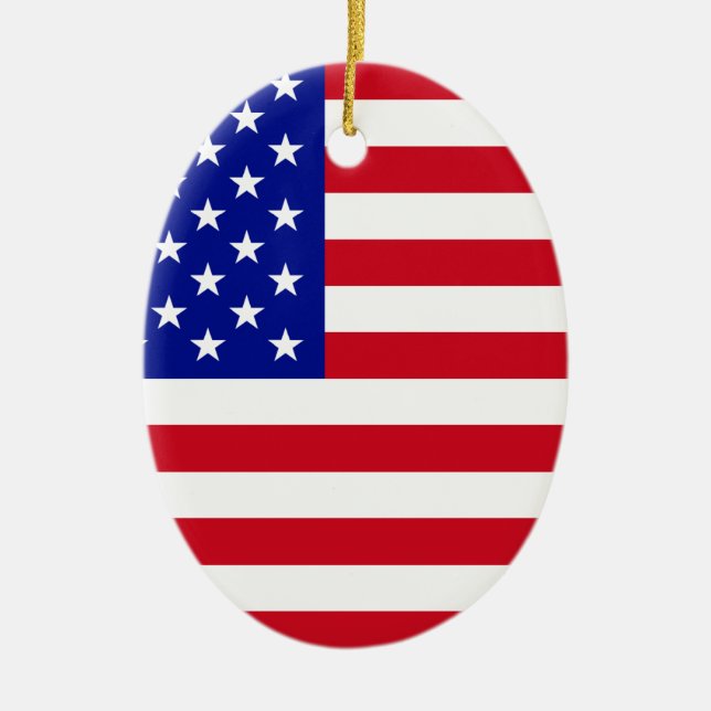 USA Flag Ceramic Tree Decoration (Front)
