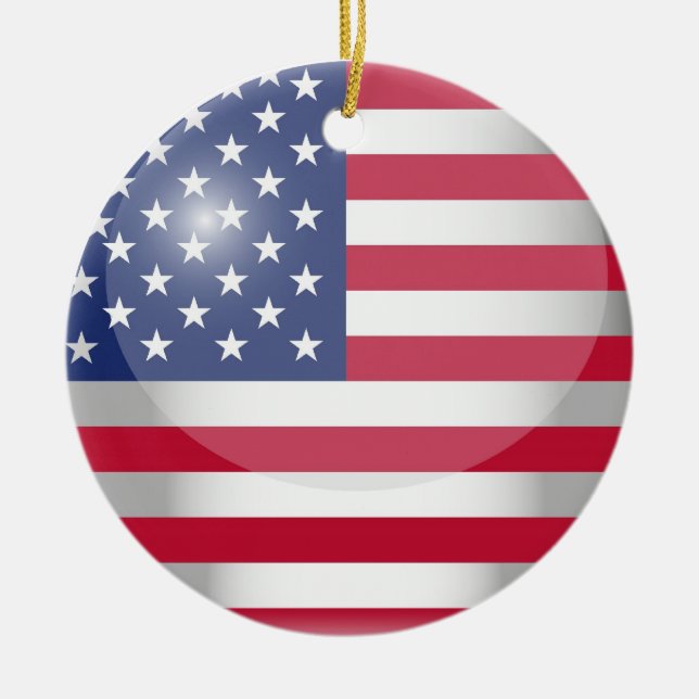 USA FLag Ceramic Tree Decoration (Front)