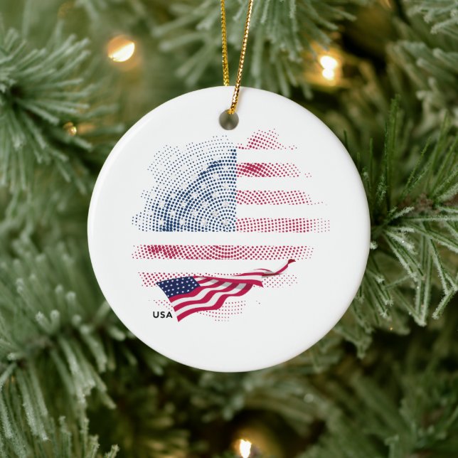 USA flag Ceramic Tree Decoration (Tree)
