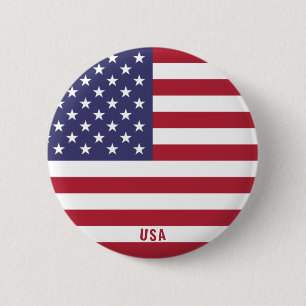 USA Flag Charming Patriotic 6 Cm Round Badge