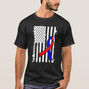 Usa Flag Chd Congenital Heart Defect Awareness Mon T-Shirt