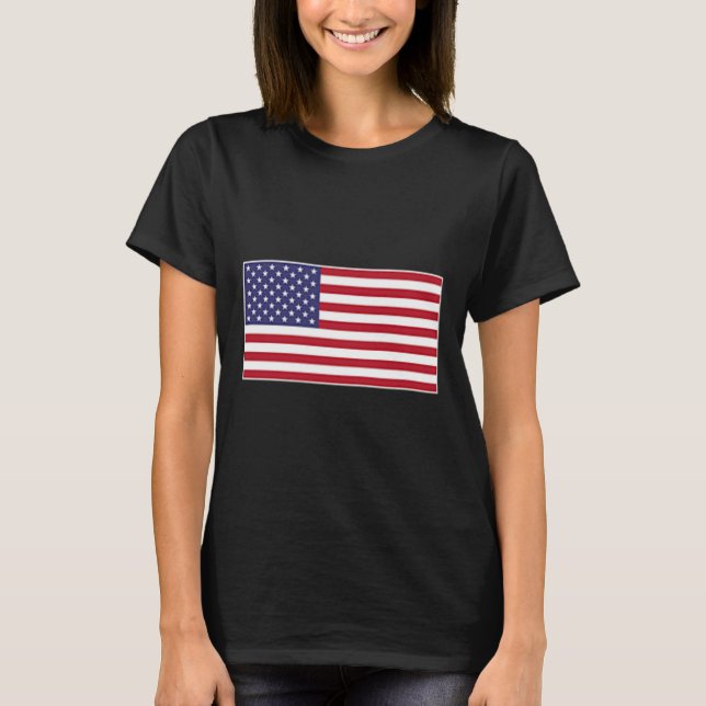 Usa Flag Chest Patch Star Spangled Banner American T-Shirt (Front)