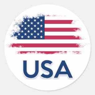 USA Flag Classic Round Sticker