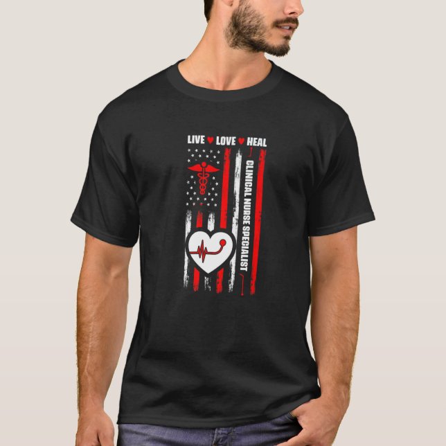 Usa Flag Clinical Nurse Specialist Medical Cns Nur T-Shirt (Front)