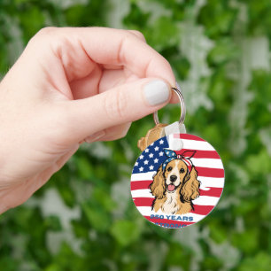 USA Flag Cocker Spaniel Key Ring