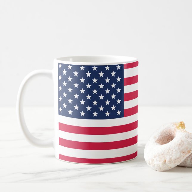 USA Flag Coffee Mug (With Donut)
