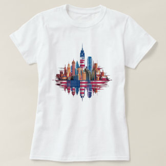 usa flag coloured New York City T-Shirt
