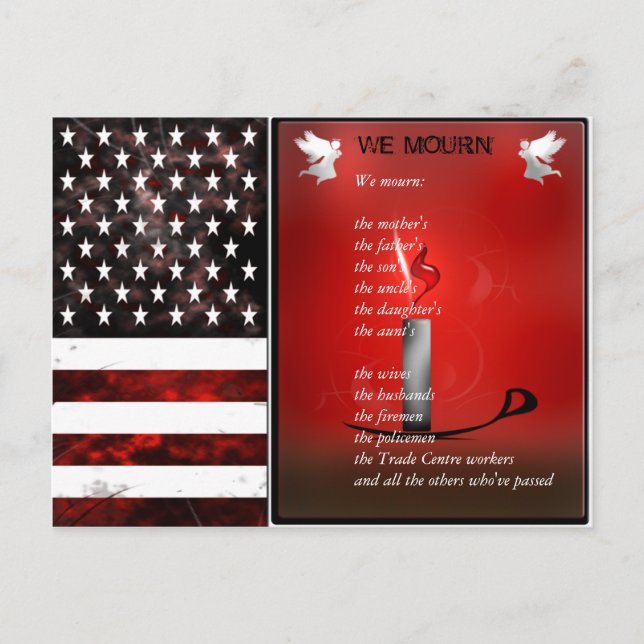 USA Flag Commemorative Memorial Postcard (Front)