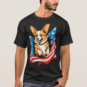USA Flag Corgi 4th of July for Dog Owners T-Shirt