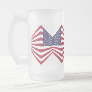 Usa Flag Corner 16 oz Frosted Glass Mug