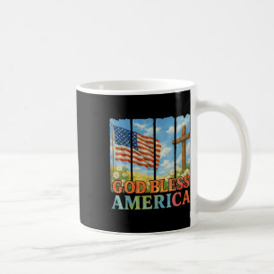 Usa Flag Cross Floral Christian Women God Bless Am Coffee Mug