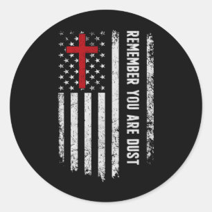 Usa Flag Cross Remember That You Are Dust Ash Wedn Classic Round Sticker
