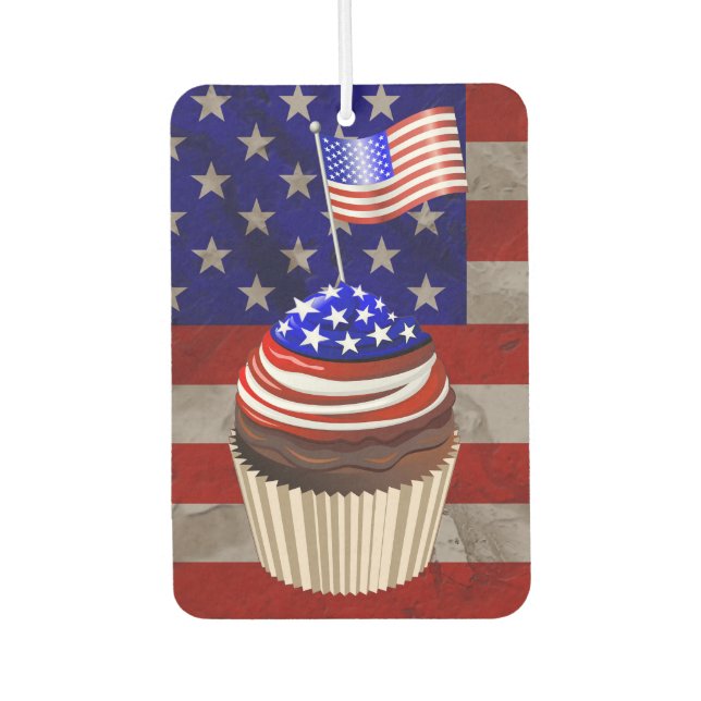 USA Flag Cupcakes Pattern Car Air Freshener (Front)