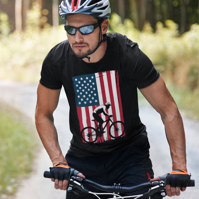 USA Flag Cycling – Patriotic Bike T-Shirt (Creator Uploaded)