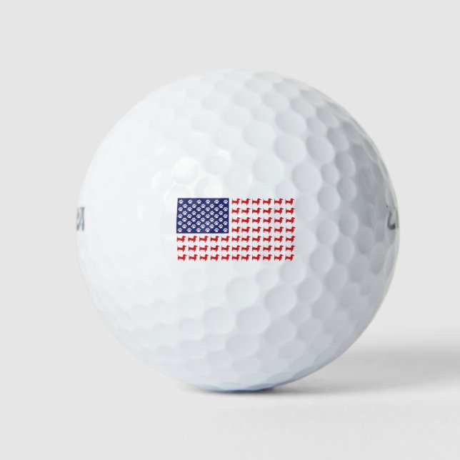 USA-Flag-Dachshund Golf Balls (Front)