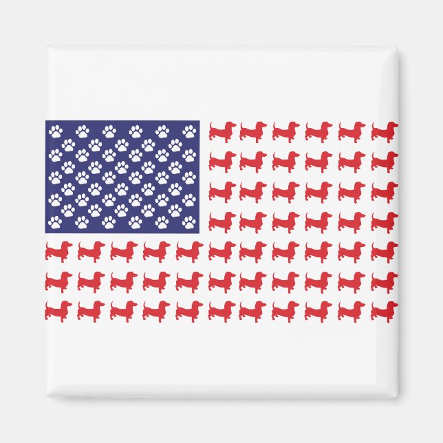 USA-Flag-Dachshund Magnet (Front)