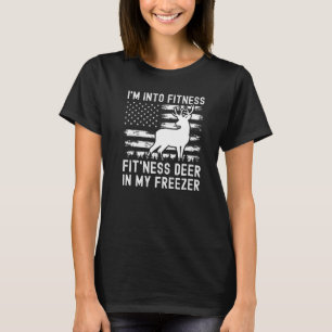 USA Flag Deer Hunting I'm Into Fitness Deer In My  T-Shirt