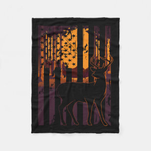 Usa Flag Deer Hunting Setting Sun Funny Bow Hunter Fleece Blanket
