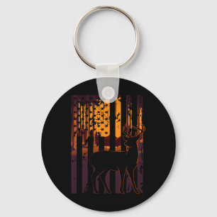 Usa Flag Deer Hunting Setting Sun Funny Bow Hunter Key Ring