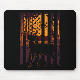 Usa Flag Deer Hunting Setting Sun Funny Bow Hunter Mouse Mat