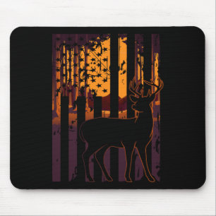 Usa Flag Deer Hunting Setting Sun Funny Bow Hunter Mouse Mat