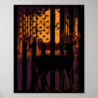 Usa Flag Deer Hunting Setting Sun Funny Bow Hunter