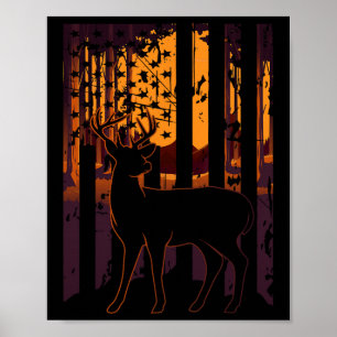 Usa Flag Deer Hunting Setting Sun Funny Bow Hunter Poster