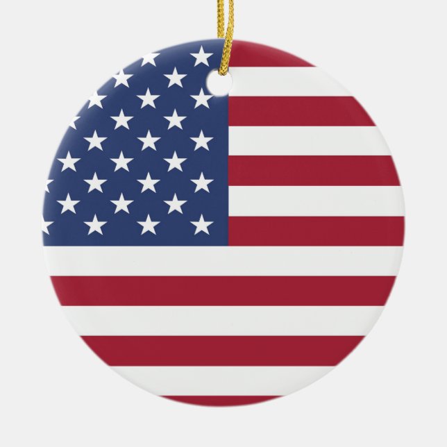 USA Flag Design Ceramic Ornament (Front)