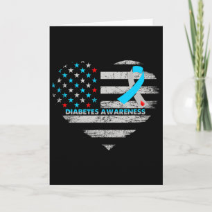 Usa Flag Diabetes Awareness Heart Family Support  Card