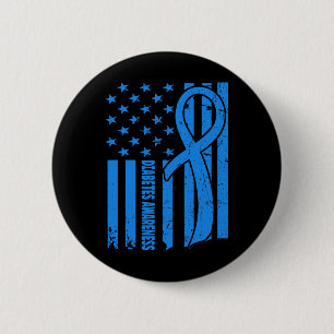 Usa Flag Diabetic Warrior Blue Diabetes Type 1 Awa 6 Cm Round Badge