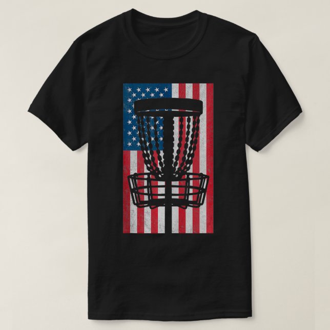 USA Flag Disc Golf  T-Shirt (Design Front)