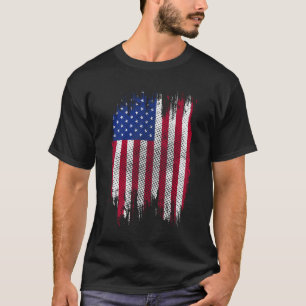 USA Flag Distressed Halftone Design T-Shirt