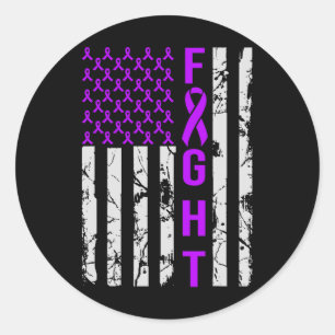 Usa Flag Distressed N Heimerheimer's Awareness Sup Classic Round Sticker