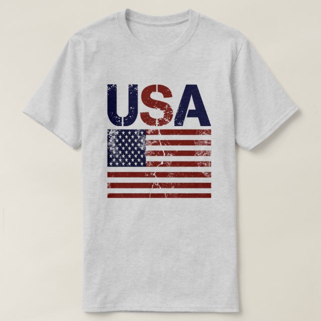 USA Flag Distressed T-Shirt (Design Front)