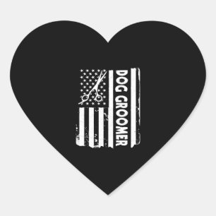 USA Flag Dog Groomer America Heart Sticker