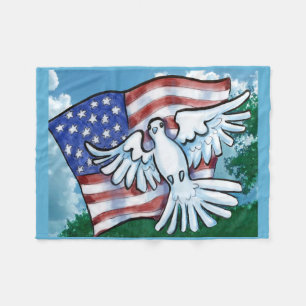 USA Flag Dove Fleece Blanket